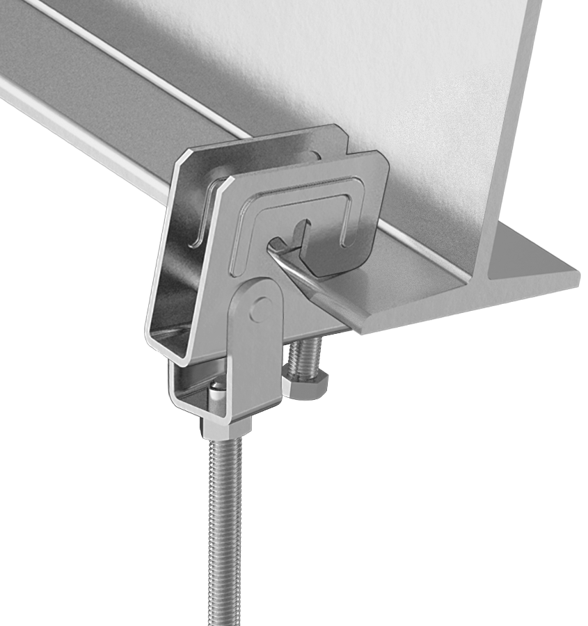 Dişli Çubuk için Eğimli Kiriş Kelepçesi, Alttan Montaj, Açılı Kiriş için, 3/8"-16 Diş Boyutu için