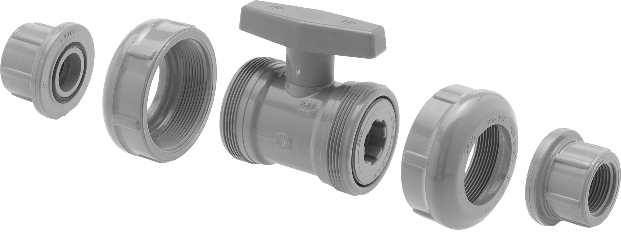 Threaded Union × Threaded Union with T-Handle (Exploded View)