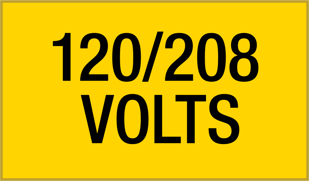 Yansıtıcı Elektrikli Ekipman Etiketleri, 1-3/4“ Yükseklik x 2-7/8” Genişlik, (120/208 Volt)