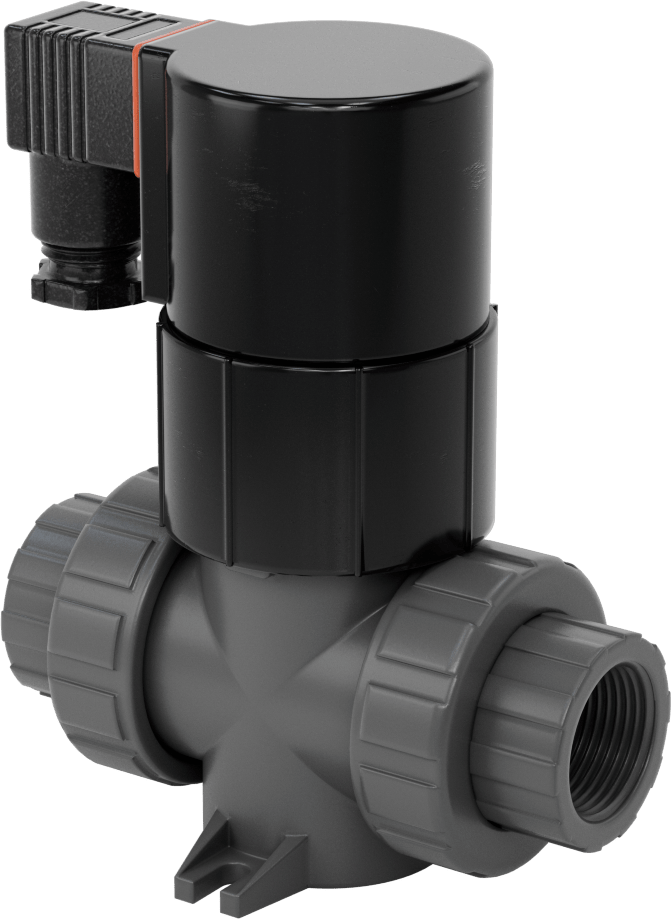 Kimyasallar için Solenoid Açma/Kapama Valfi, Koyu Gri PVC Gövde, 1 NPT Dişi