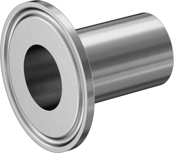 Ekstra Parlak Metal Hızlı Kelepçeli Boru Bağlantısı, 1 inç Dış Çaplı Boru x Alın Kaynağı için, 1,984 inç Flanş Dış Çap, 1-3/4" Uzunluk