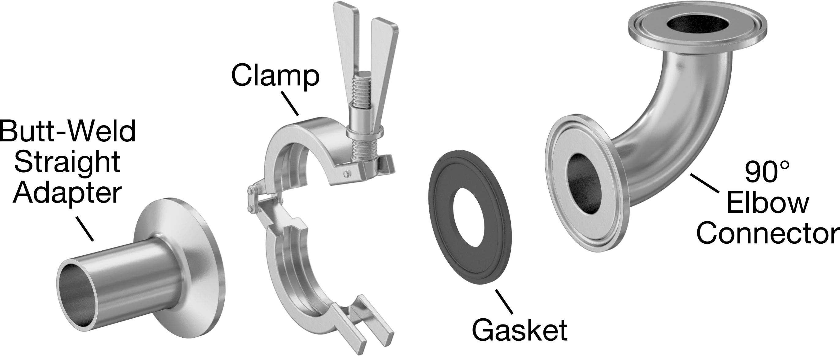 Ekstra Parlak Metal Hızlı Kelepçeli Boru Bağlantısı, Sıhhi, 3/4" Boru Dış Çapı x 3/4 NPT Erkek için Adaptör