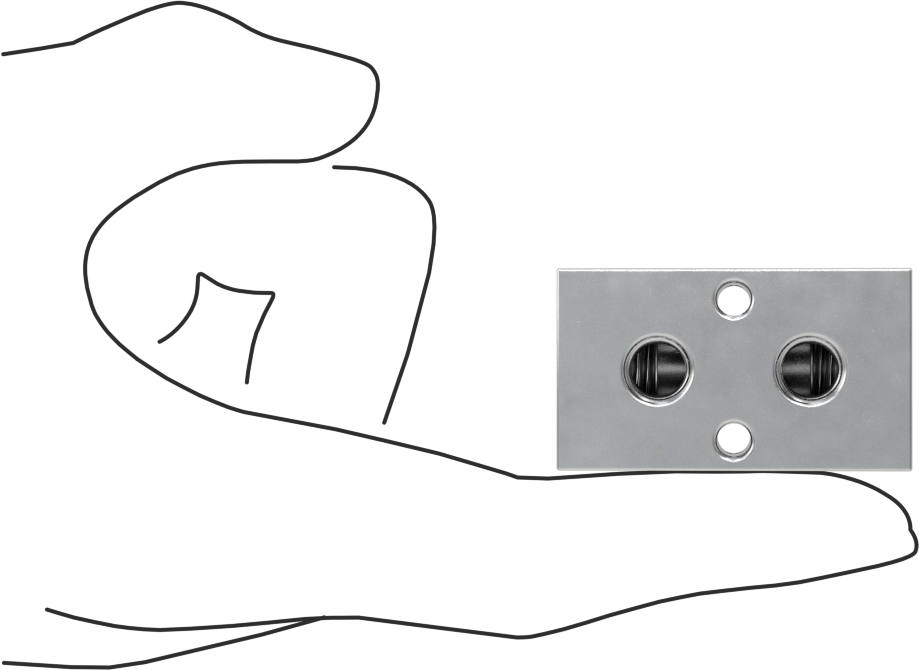 Alüminyum Dik Açılı Akış Dikdörtgen Manifold, 2 Çıkış, 1/4 BSPT Giriş x 1/8 BSPT Çıkış