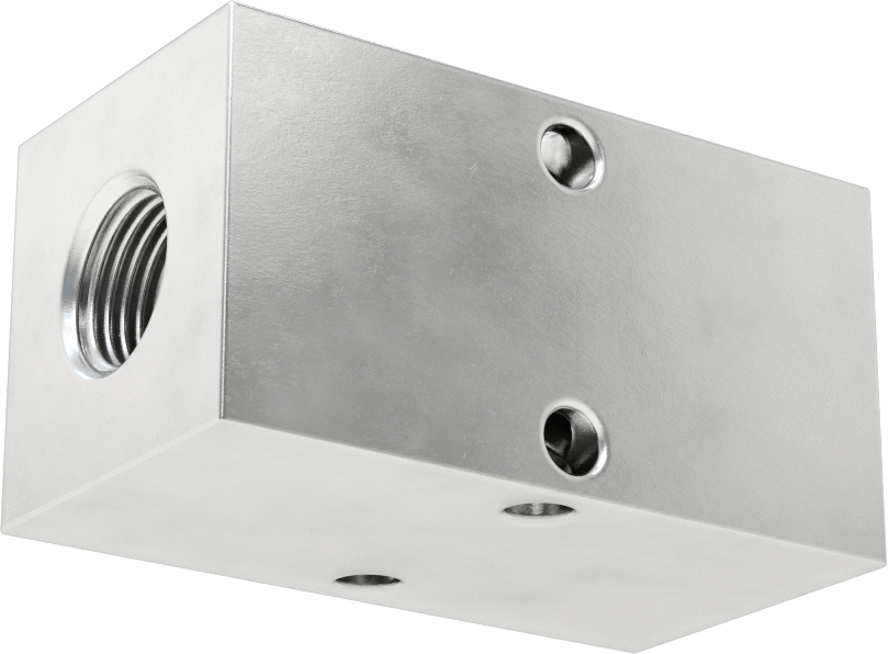 Alüminyum Dik Açılı Akış Dikdörtgen Manifold, 2 Çıkış, 3/8 BSPT Giriş x 1/4 BSPT Çıkış