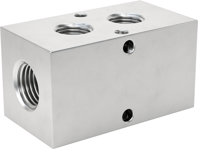 Alüminyum Dik Açılı Akış Dikdörtgen Manifold, 2 Çıkış, 1/2 BSPT Giriş x 3/8 BSPT Çıkış