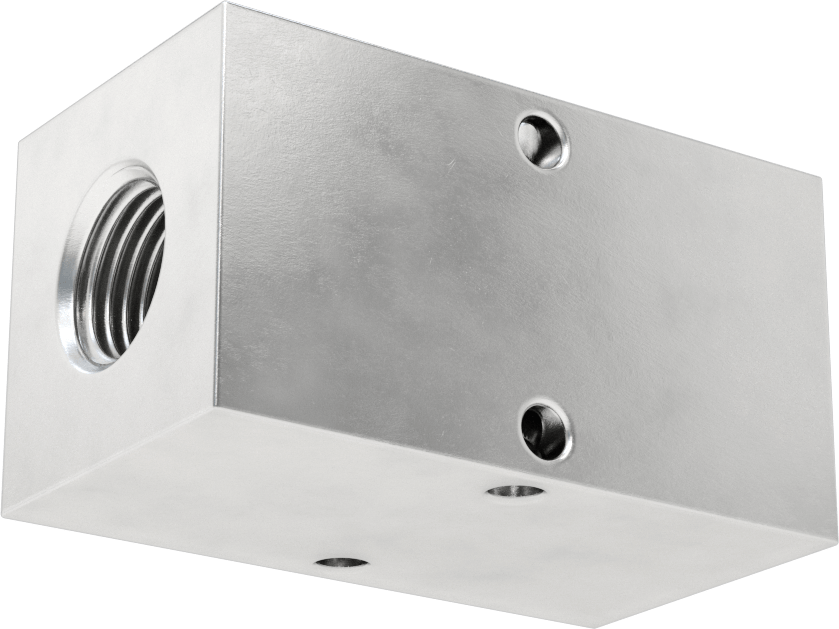 Alüminyum Dik Açılı Akış Dikdörtgen Manifold, 2 Çıkış, 1/2 BSPT Giriş x 3/8 BSPT Çıkış