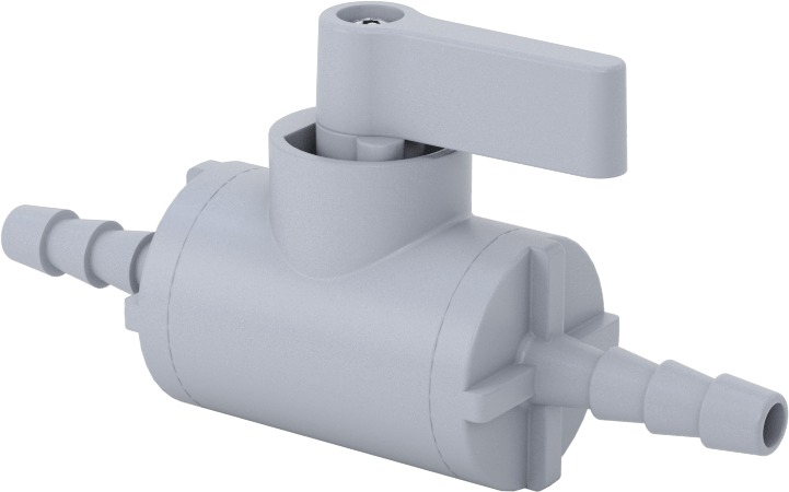 Koyu Gri PVC Açma/Kapama Vanası, 1/4" Boru İç Çapı için Dikenli Bağlantı Elemanları ile