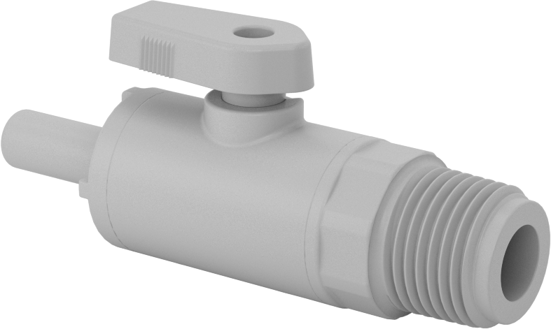Koyu Gri PVC Açma/Kapama Vanası, 1/2 NPT Erkek, 3/8" Boru Dış Çapı Push-Connect