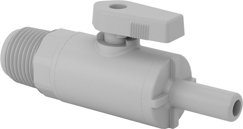 Koyu Gri PVC Açma/Kapama Vanası, 1/2 NPT Erkek, 3/8" Boru Dış Çapı Push-Connect