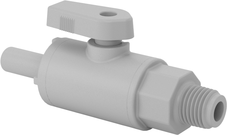 Koyu Gri PVC Açma/Kapama Vanası, 1/4 NPT Erkek, 3/8" Boru Dış Çapı Push-Connect