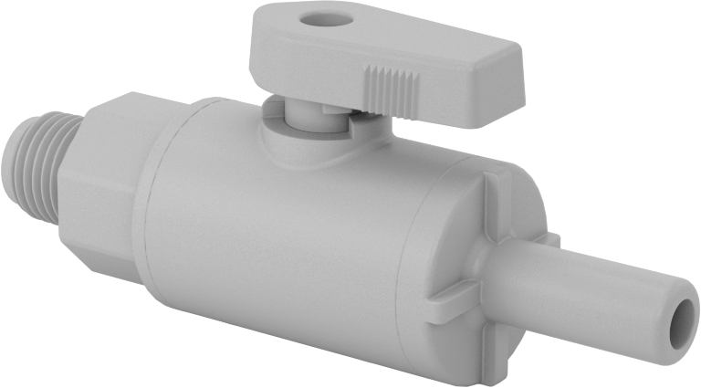 Koyu Gri PVC Açma/Kapama Vanası, 1/4 NPT Erkek, 3/8" Boru Dış Çapı Push-Connect