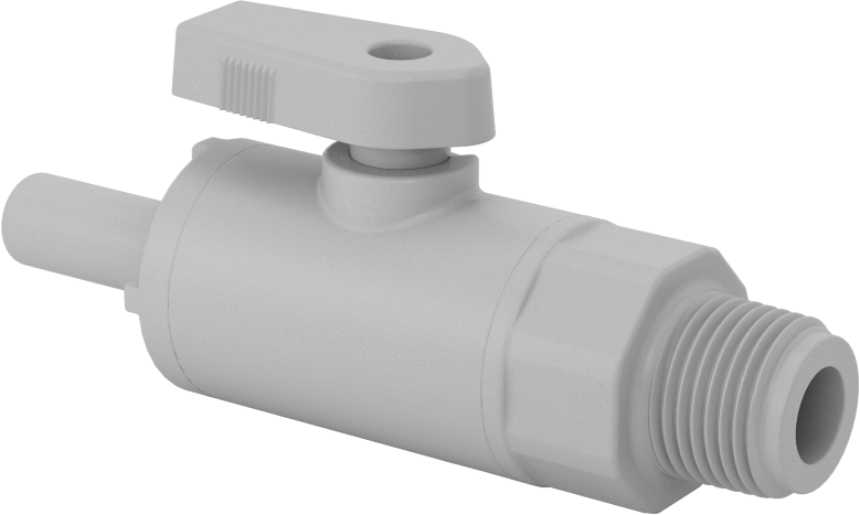 Koyu Gri PVC Açma/Kapama Vanası, 3/8 NPT Erkek, 3/8" Boru Dış Çapı Push-Connect