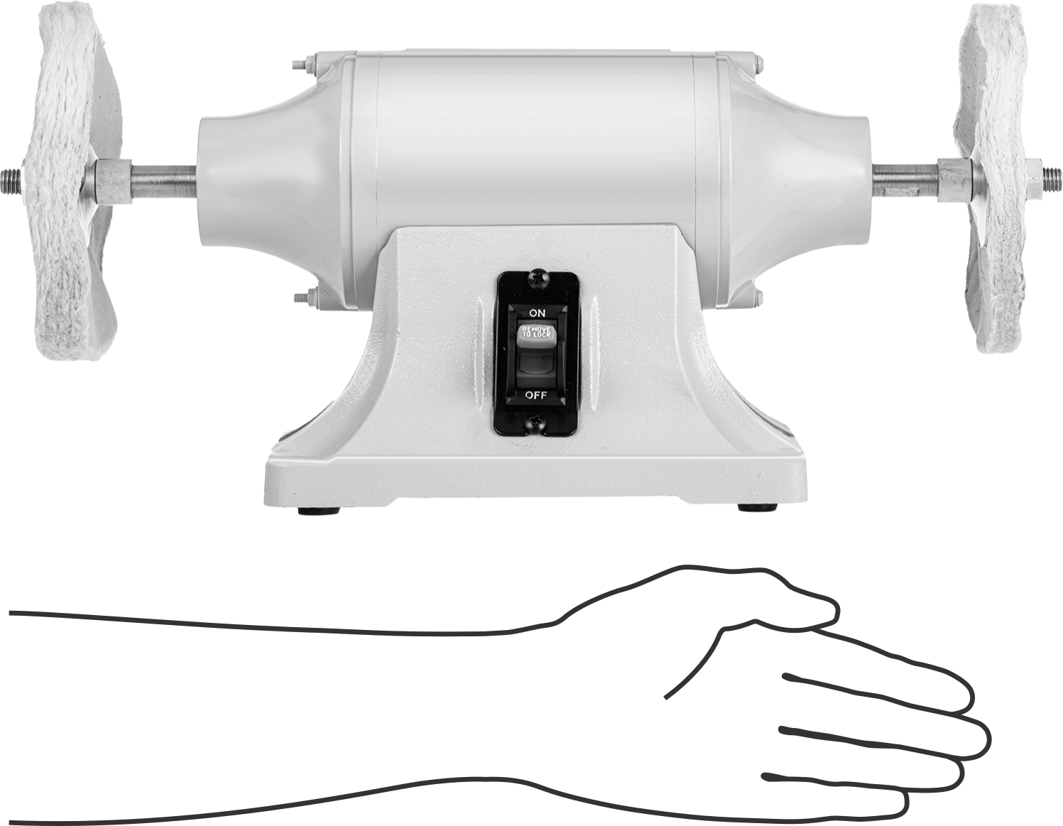 Elektrikli Tezgah Tamponu/Parlatıcı, 1/2“ Mil Deliği Çapı x 1/4” ila 1" Kalınlığında Parlatma Tekerleği için
