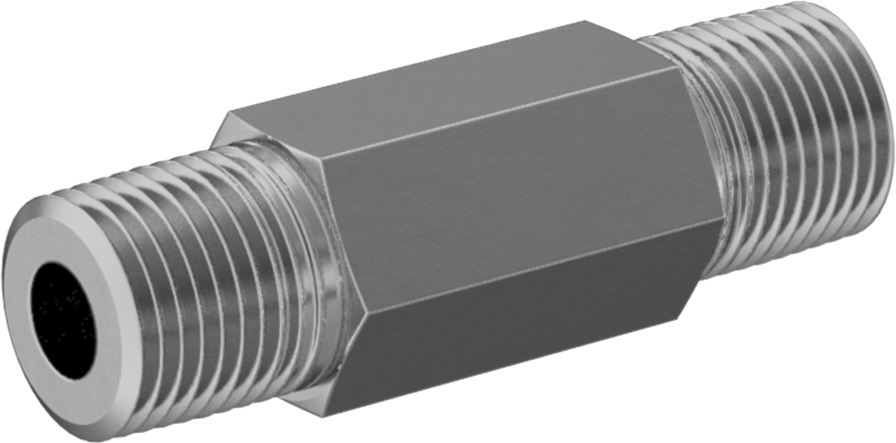 Aşırı Basınçlı Pirinç Dişli Boru Bağlantı Parçası, Düz Konektör, 1/8 NPTF Erkek, 1-1/2" Uzunluk