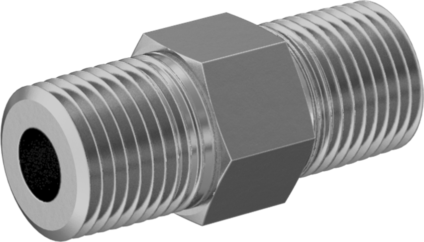 Aşırı Basınçlı Pirinç Dişli Boru Bağlantı Parçası, Düz Konektör, 1/8 NPTF Erkek, 1-1/16" Uzunluk
