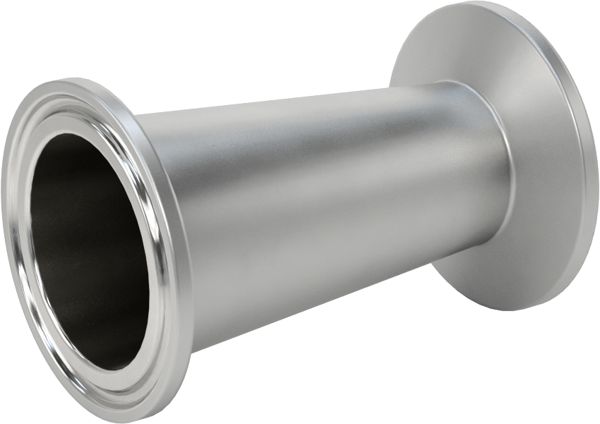 Ekstra Parlak Metal Hızlı Kelepçeli Boru Bağlantısı, Sıhhi, 1-1/2“ x 1” Dış Çaplı Boru için Redüktör, 3" Uzunluk