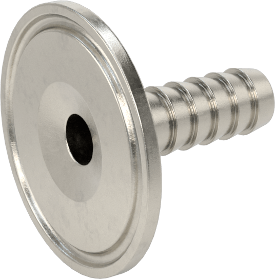 Ekstra Parlak Metal Hızlı Kelepçeli Boru Bağlantısı, Sıhhi, 1" Boru Dış Çapı için, 1/2" Hortum İç Çapı için Dikenli Uç