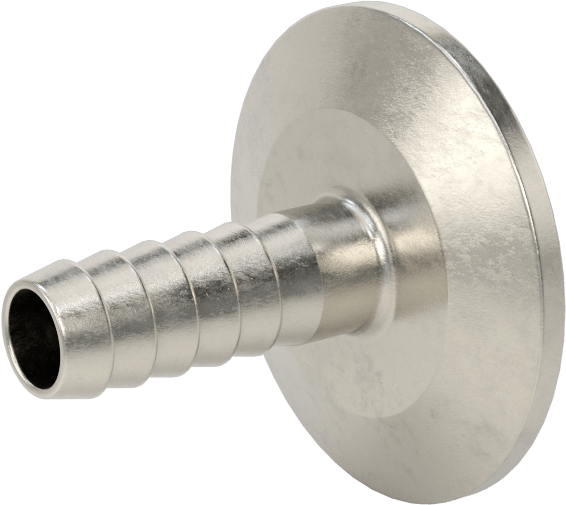 Ekstra Parlak Metal Hızlı Kelepçeli Boru Bağlantısı, Sıhhi, 1" Boru Dış Çapı için, 1/2" Hortum İç Çapı için Dikenli Uç