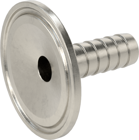 Ekstra Parlak Metal Hızlı Kelepçeli Boru Bağlantısı, Sıhhi, 1,5“ Boru Dış Çapı x Dikenli 1/2” Hortum İç Çapı için