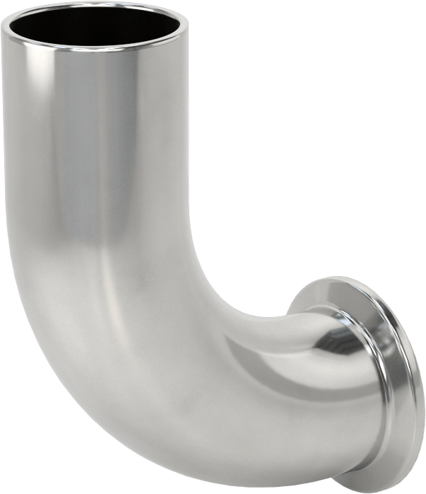 Ekstra Parlak Metal Hızlı Kelepçeli Boru Bağlantısı, Sıhhi, 90 Derece Adaptör, 1-1/2" Boru Dış Çapı x Alın Kaynağı