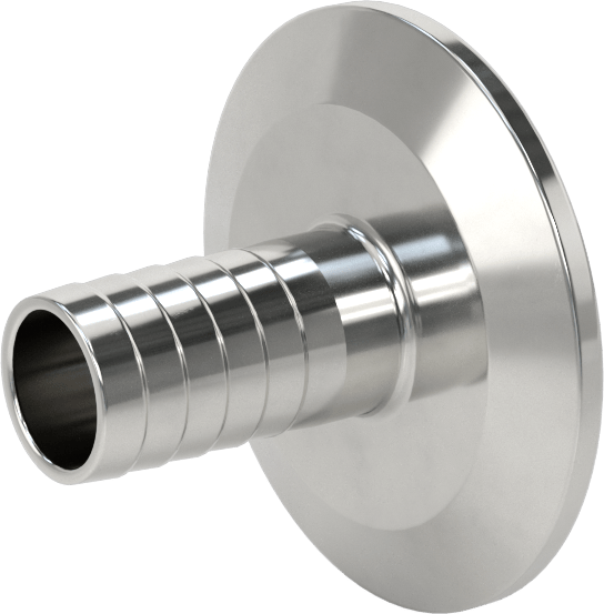 Ekstra Parlak Metal Hızlı Kelepçeli Boru Bağlantısı, Sıhhi, 2 inç Boru Dış Çapı için, 3/4" Hortum İç Çapı için Dikenli Uç