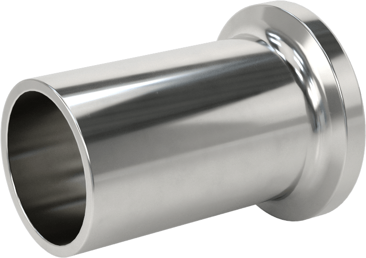 Ekstra Parlak Metal Hızlı Kelepçeli Boru Bağlantısı, 1 inç Dış Çaplı Boru x Alın Kaynağı için, 1,339" Flanş Dış Çapı, 1-3/4" Uzunluk