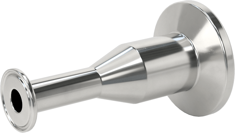 Ekstra Parlak Metal Hızlı Kelepçeli Boru Bağlantısı, Sıhhi, 1“ x 1/2” Dış Çaplı Boru için Redüktör, 3-1/2" Uzunluk