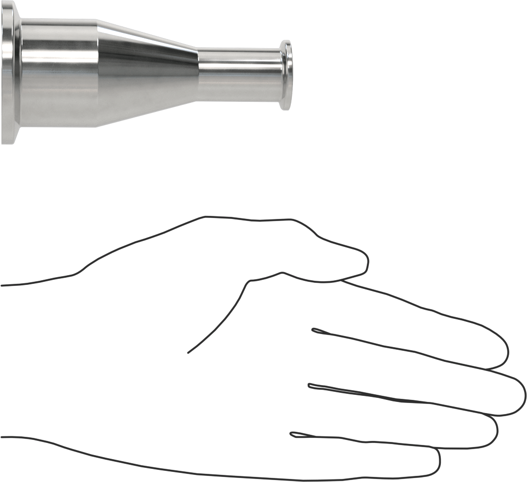 Ekstra Parlak Metal Hızlı Kelepçeli Boru Bağlantısı, Sıhhi, 1-1/2“ x 3/4” Dış Çaplı Boru için Redüktör, 4" Uzunluk
