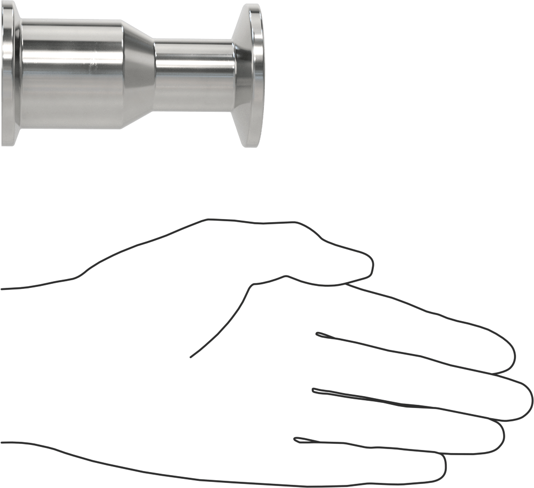 Ekstra Parlak Metal Hızlı Kelepçeli Boru Bağlantısı, Sıhhi, 1-1/2“ x 1” Dış Çaplı Boru için Redüktör, 3-1/2" Uzunluk