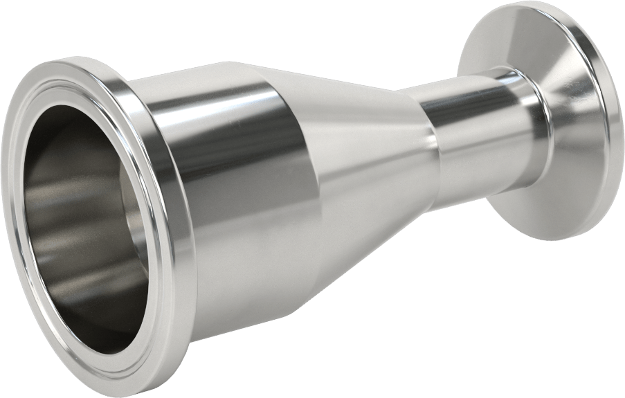 Ekstra Parlak Metal Hızlı Kelepçeli Boru Bağlantısı, Sıhhi, 2“ x 1” Boru Dış Çapı için Redüktör, 4-3/8" Uzunluk