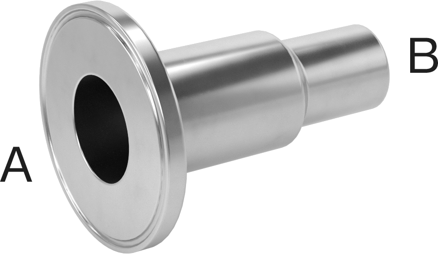 Ekstra Parlak Metal Hızlı Kelepçeli Boru Bağlantısı, Sıhhi, 2“ Boru Dış Çapı x 1-1/2” Alın Kaynaklı Boru Dış Çapı için