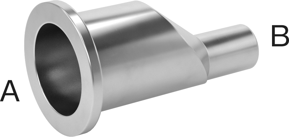 Ekstra Parlak Metal Hızlı Kelepçeli Boru Bağlantısı, Sıhhi, 2“ x 1” Dış Çaplı Boru için Ofset Redüksiyon Adaptörü