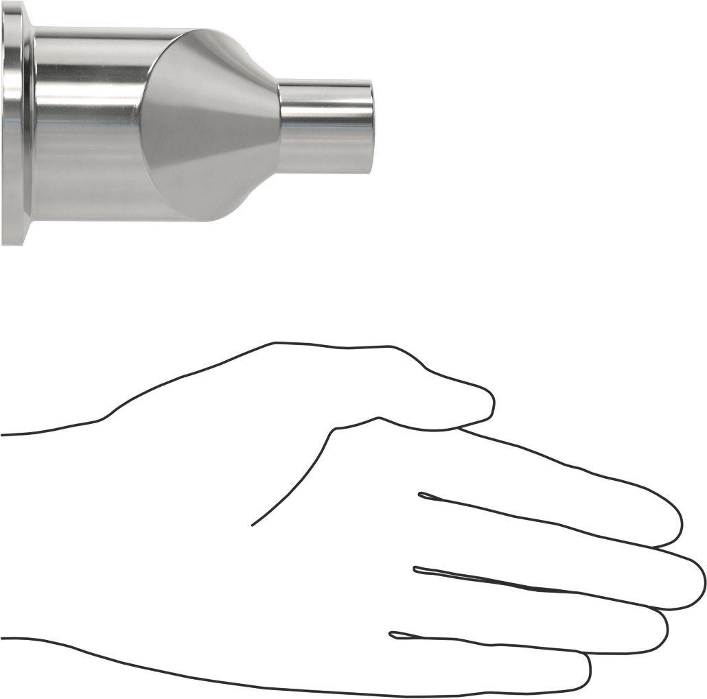 Ekstra Parlak Metal Hızlı Kelepçeli Boru Bağlantısı, Sıhhi, 2“ x 1” Dış Çaplı Boru için Ofset Redüksiyon Adaptörü