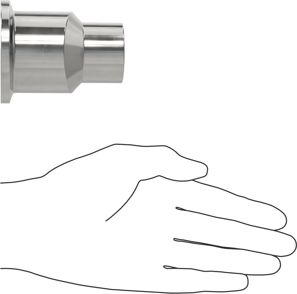 Ekstra Parlak Metal Hızlı Kelepçeli Boru Bağlantısı, Sıhhi, 2“ x 1-1/2” Dış Çaplı Boru için Ofset Adaptör