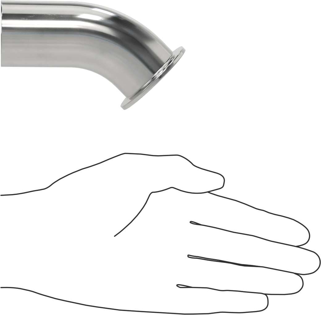Ekstra Parlak Metal Hızlı Kelepçeli Boru Bağlantısı, Kısa 45 Derece Dirsek, 1-1/2" Dış Çaplı Boru x Alın Kaynağı için