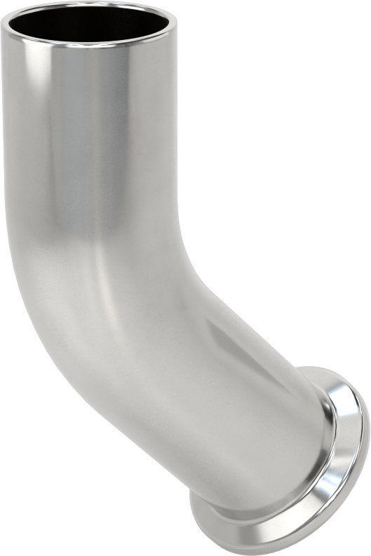 Ekstra Parlak Metal Hızlı Kelepçeli Boru Bağlantısı, Uzun 45 Derece Dirsek, 1-1/2" Dış Çaplı Boru x Alın Kaynaklı Boru için