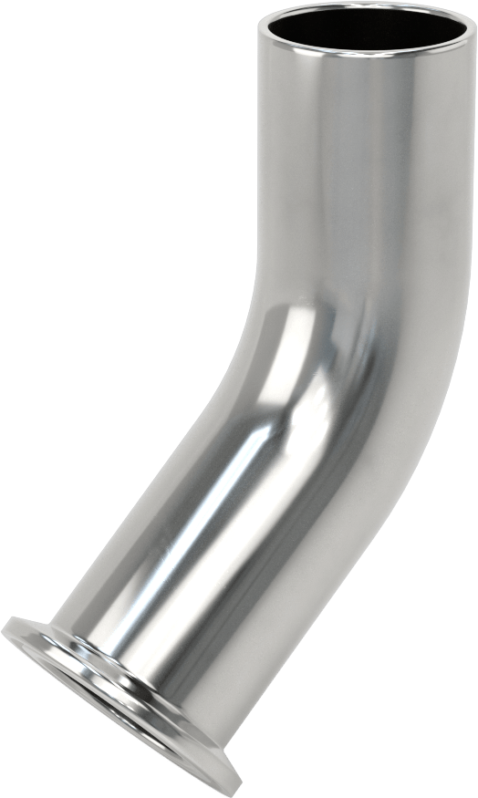 Ekstra Parlak Metal Hızlı Kelepçeli Boru Bağlantısı, Uzun 45 Derece Dirsek, 1-1/2" Dış Çaplı Boru x Alın Kaynaklı Boru için