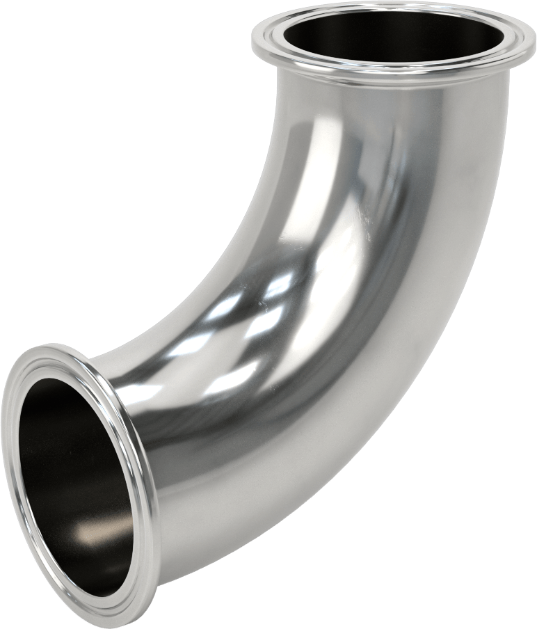 Ekstra Parlak Metal Hızlı Kelepçeli Boru Bağlantısı, Sıhhi, 2-1/2" Dış Çaplı Boru için 88 Derece Dirsek Konektörü