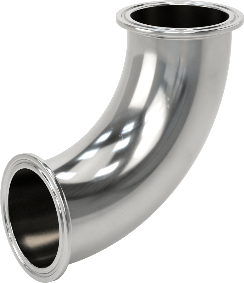 Ekstra Parlak Metal Hızlı Kelepçeli Boru Bağlantısı, Sıhhi, 2-1/2" Dış Çaplı Boru için 92 Derece Dirsek Konektörü