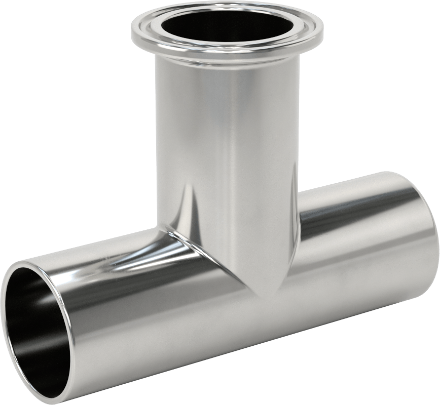 Ekstra Parlak Metal Hızlı Kelepçeli Boru Bağlantısı, Hat Üstü T Adaptörü, 1-1/2" Dış Çaplı Boru x Alın Kaynaklı Boru