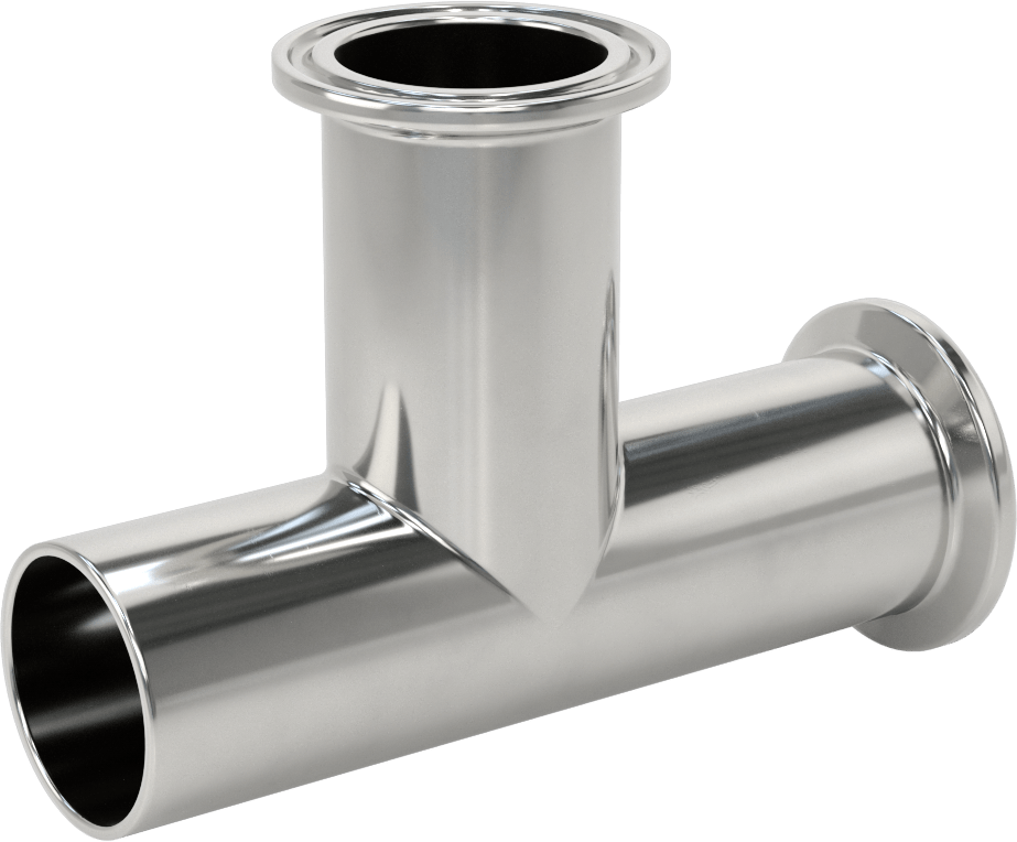 Ekstra Parlak Metal Hızlı Kelepçeli Boru Bağlantısı, Dik Açı T, 1,5" Dış Çaplı Boru x Boru x Alın Kaynağı