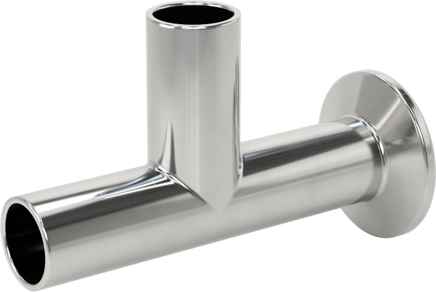 Ekstra Parlak Metal Hızlı Kelepçeli Boru Bağlantısı, Dik Açı T, 1" Dış Çaplı Boru x Alın Kaynağı x Alın Kaynağı