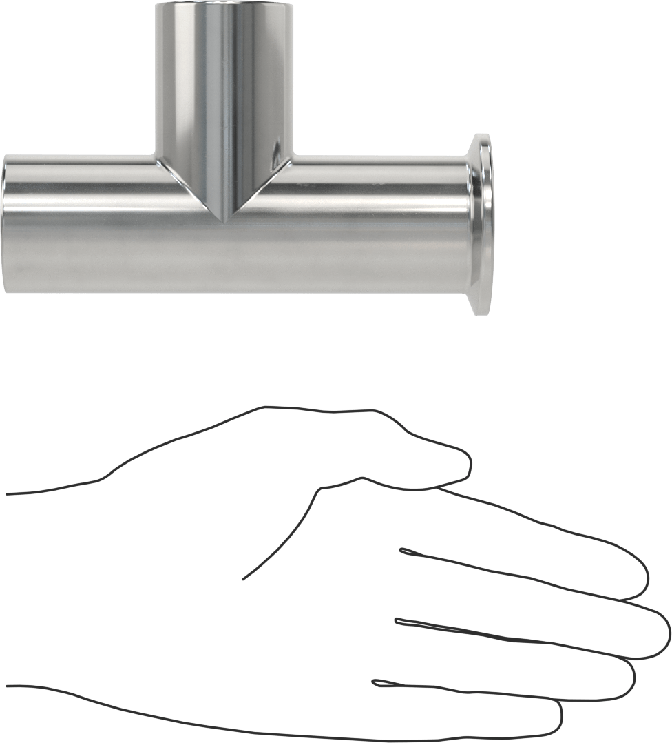 Ekstra Parlak Metal Hızlı Kelepçeli Boru Bağlantısı, T Adaptörü, 1-1/2" Dış Çap Boru x Alın Kaynağı x Alın Kaynağı