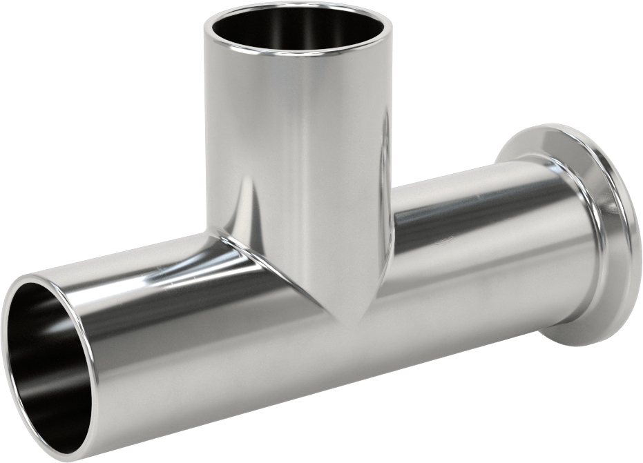 Ekstra Parlak Metal Hızlı Kelepçeli Boru Bağlantısı, T Adaptörü, 1-1/2" Dış Çap Boru x Alın Kaynağı x Alın Kaynağı