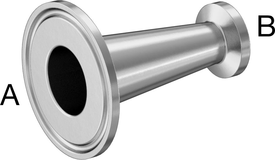 Ekstra Parlak Metal Hızlı Kelepçeli Boru Bağlantısı, Sıhhi, 1“ x 1/2” Dış Çaplı Boru için Redüktör, 2-1/2" Uzunluk
