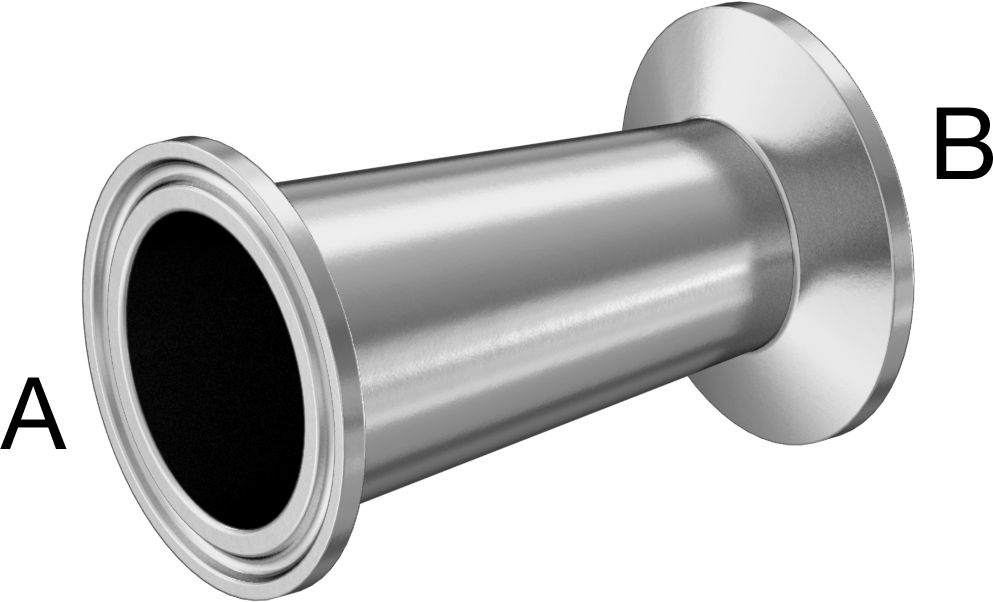 Ekstra Parlak Metal Hızlı Kelepçeli Boru Bağlantısı, Sıhhi, 1-1/2“ x 1” Dış Çaplı Boru için Redüktör, 3" Uzunluk