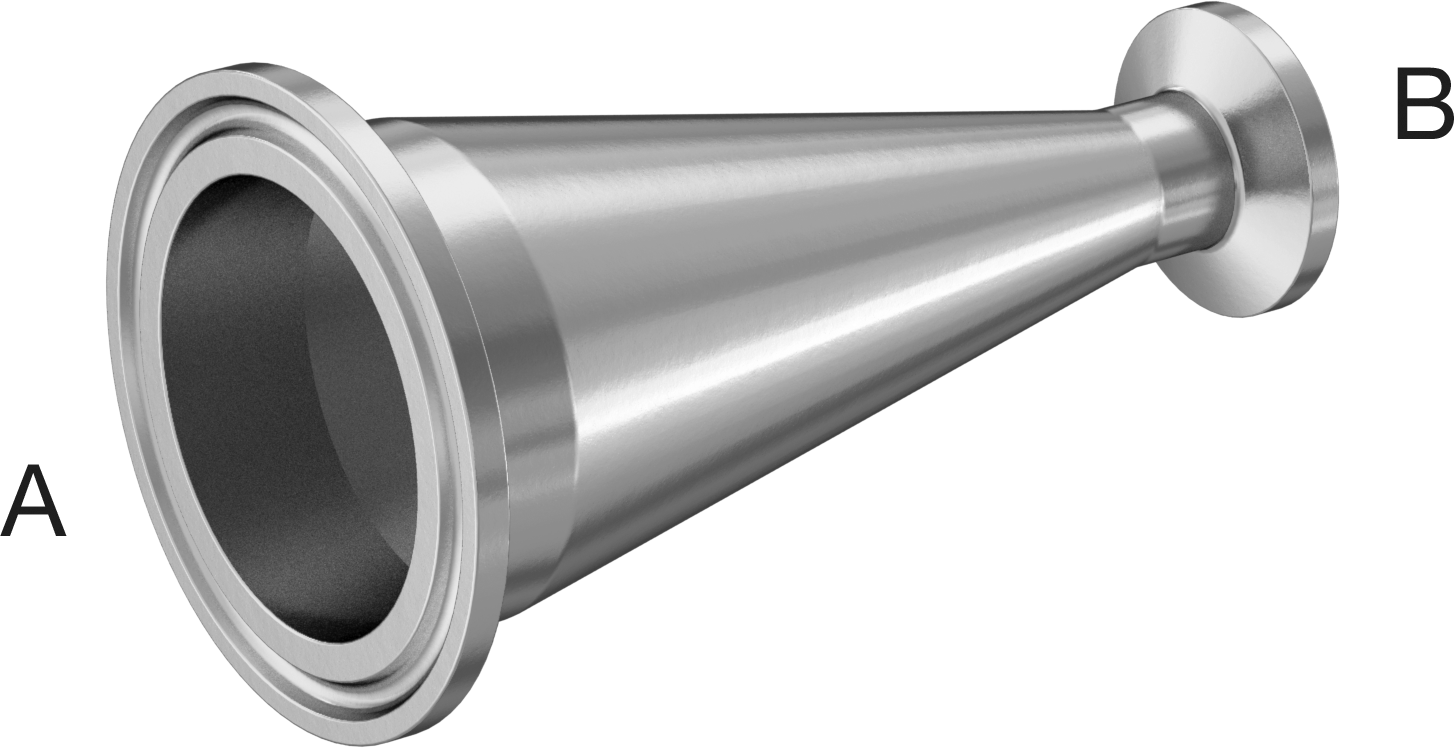 Ekstra Parlak Metal Hızlı Kelepçeli Boru Bağlantısı, Sıhhi, 1-1/2“ x 1/2” Dış Çaplı Boru için Redüktör, 3-1/2" Uzunluk