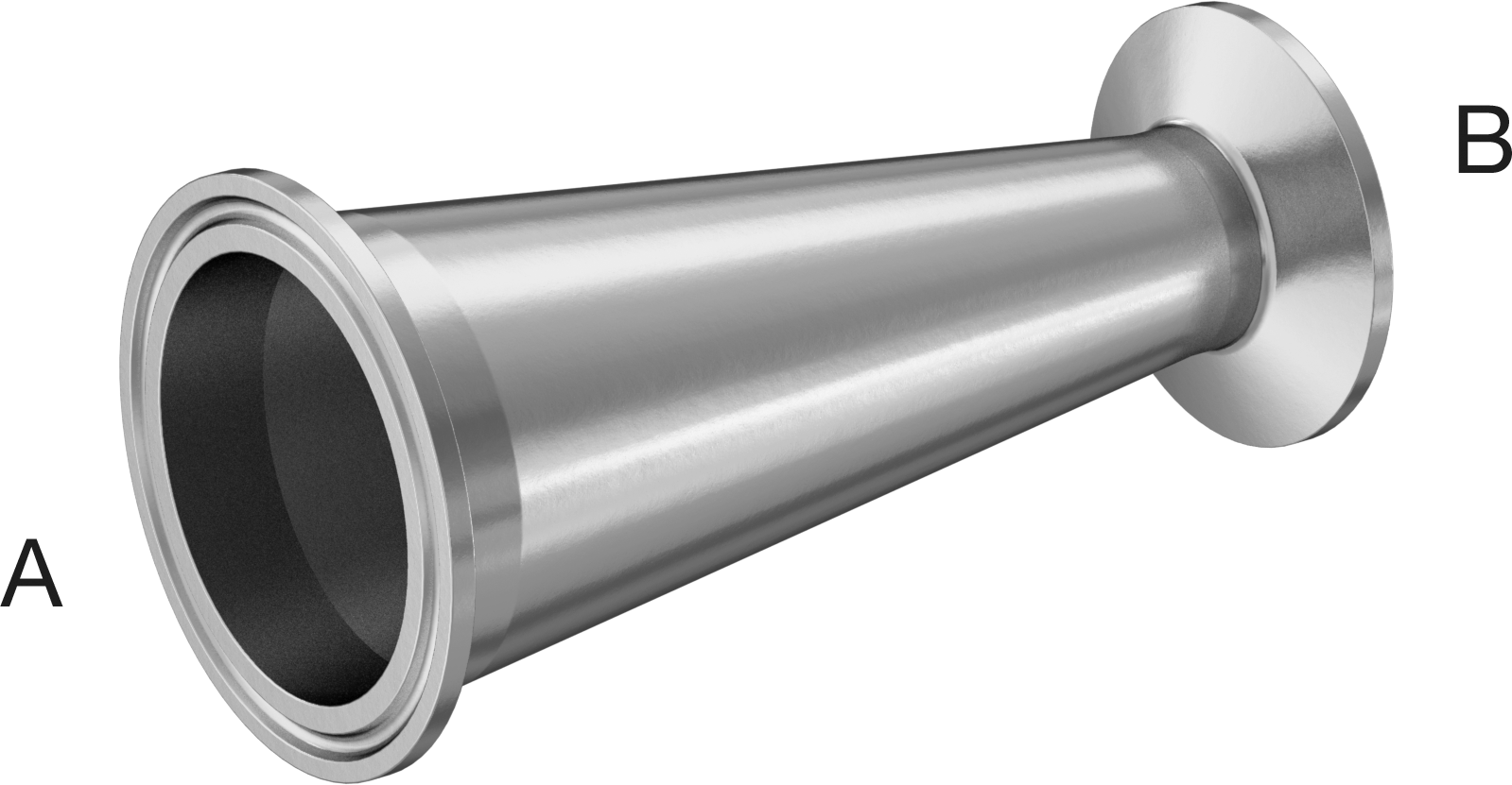 Ekstra Parlak Metal Hızlı Kelepçeli Boru Bağlantısı, Sıhhi, 2“ x 1” Boru Dış Çapı için Düz Redüktör, 5 inç Uzunluk