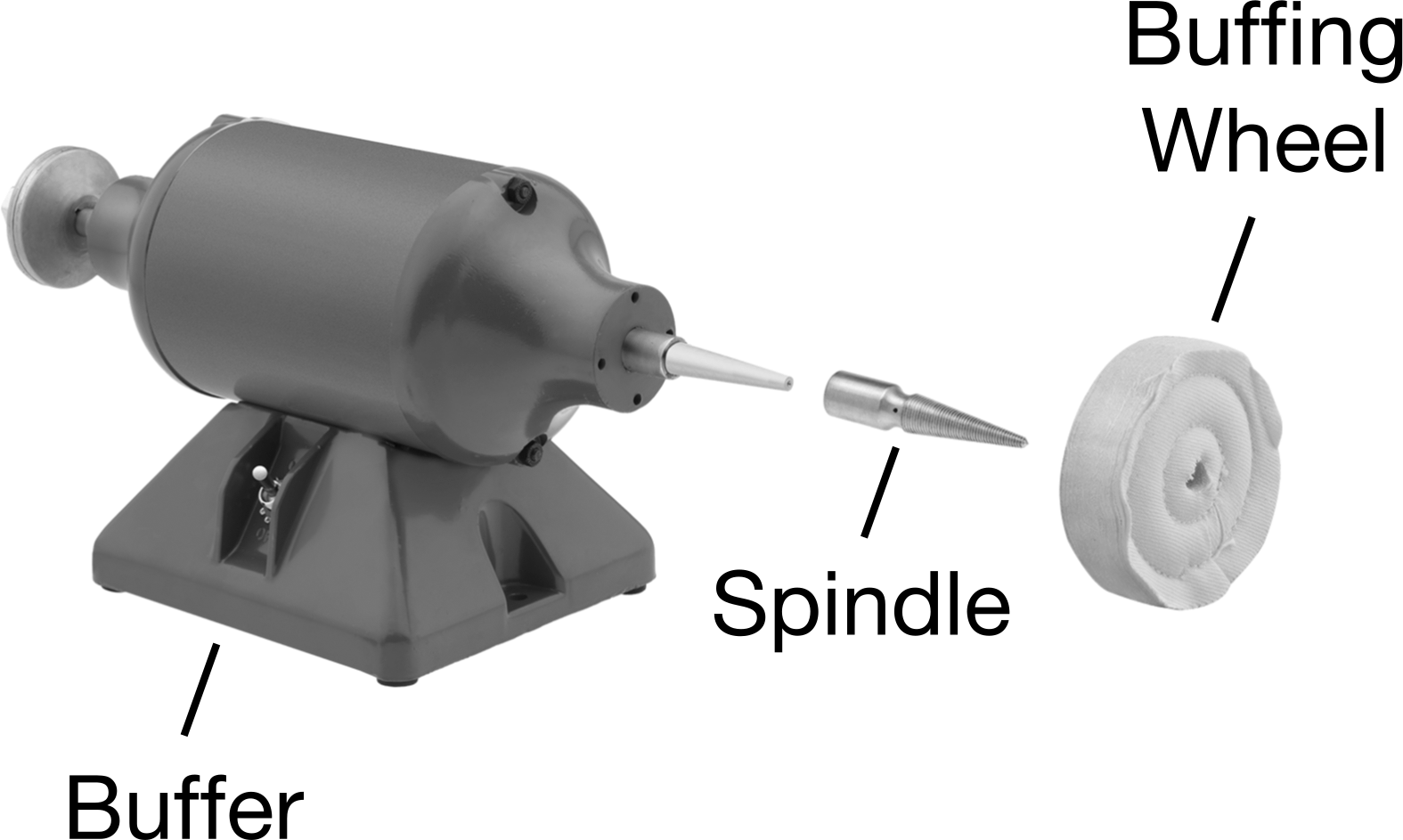 Konik Parlatma Tekerleği Mili, 3/8“ Çap Sağ Taraf Mil ve 1/4” Maksimum Mil Deliği için