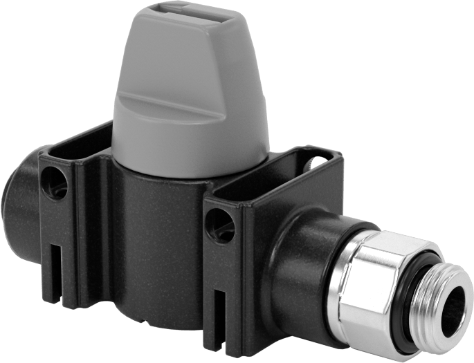 Push-to-Connect Bağlantı Parçaları ile Açma/Kapama Vanası, Düğme Kolu, 1/8 BSPP Erkek x 6 mm Dış Çaplı Boru için